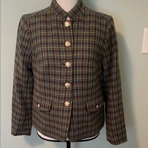 Talbots Plaid Jacket with Gold Buttons Sz 8p